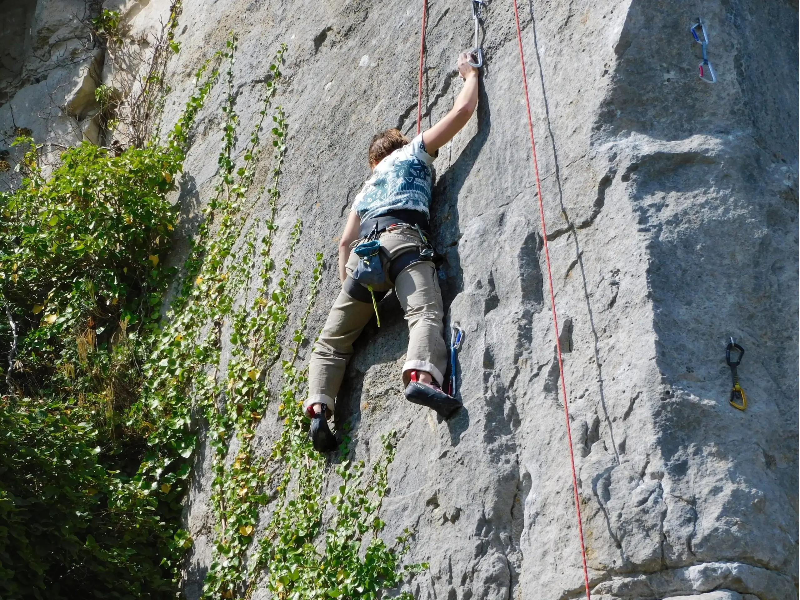 Climber on a Portland limestone route